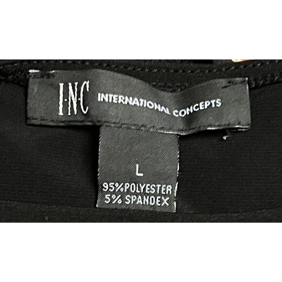 INC International Concepts Black Knot-Front Top Short Sleeve Size Large - Picture 3 of 7